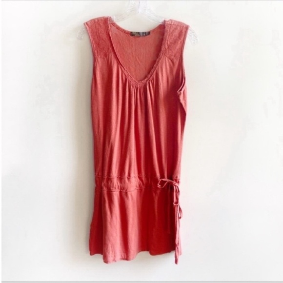 Prana Bree tank dress orange organic cotton lace drop waist - Picture 2 of 8